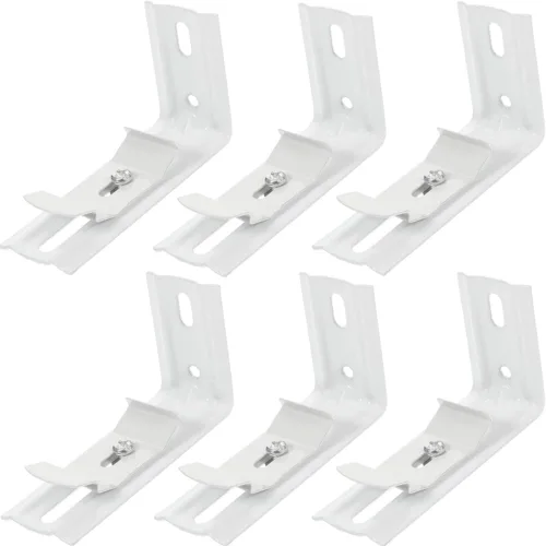 Vista 7 de Soporte L 3 piezas de 4 pulgadas de longitud, color blanco para persianas verticales con ancho de barandilla de 1-1/2 pulgadas (1.496 in) clips