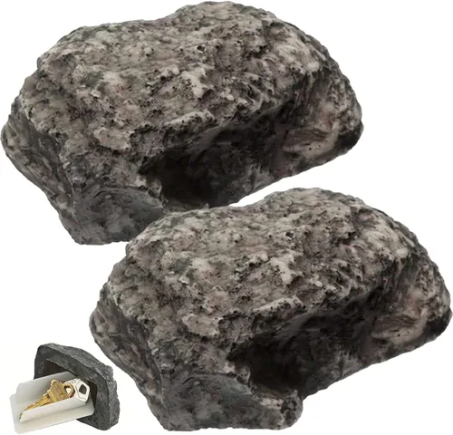 Vista 6 de Ocultar una llave exterior realista, llave de roca segura, impermeable, para ocultar llaves falsas, para jardín, patio, 2