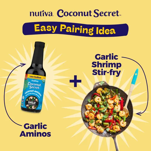 Vista 8 de Aminos de coco, salsa de ajo Coconut secret, 10 onzas líquidas, secreto de coco, aminos de coco, salsa de ajo, 10 onzas líquidas