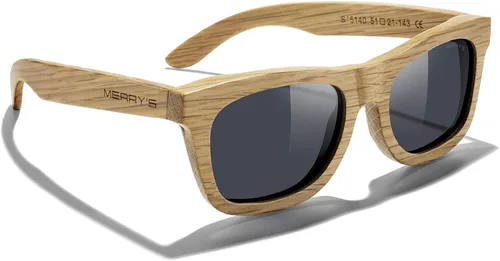 Vista 5 de MERRYS Gafas de sol polarizadas de madera para hombre 100 UV vintage gafas S5140