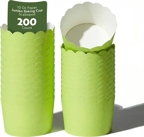 Vista 42 de Restaurantware Paquete de 200 moldes de papel para cupcakes de 3.38 onzas, resistentes a la grasa, festoneados para horno, elegantes tazas