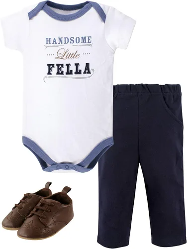 Vista 32 de Little Treasure - Conjunto unisex de mameluco de algodón, pantalón y zapatos para bebé Collar de ancla