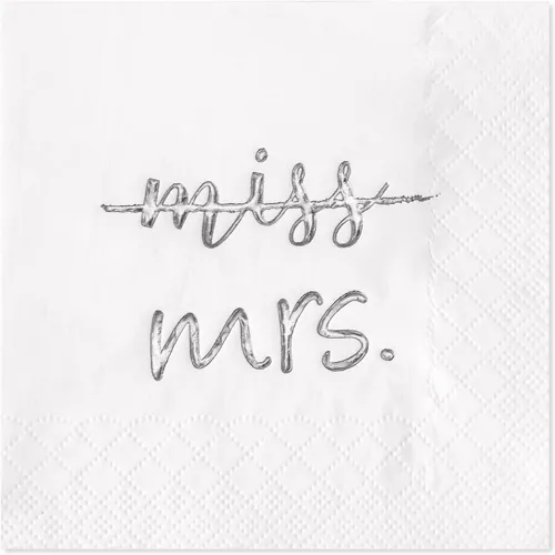 Vista 8 de Crisky Servilletas de cóctel de lámina dorada de Miss to Mrs para despedida de soltera, compromiso, despedida de soltera, suministros de mesa