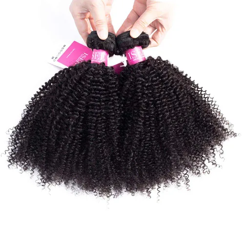 Vista 14 de ISEE Hair 9A grado mongol rizado extensiones de pelo virgen, paquete de cabello humano un paquete, rizado, rizado virgen 100 % cabello humano