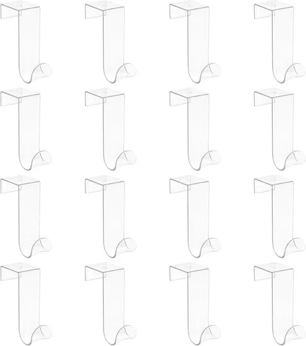 Vista 23 de Ganchos para puerta de gabinete, 8 ganchos individuales de plástico multiusos para colocar sobre la puerta, ganchos para cajones y armarios que