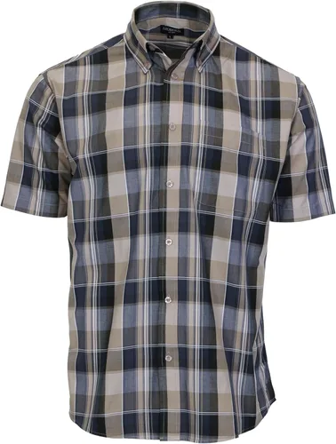 Vista 8 de Gioberti Men's Casual Plaid Button Down Short Sleeve Shirt 1162 - Royal / Negro / Gris