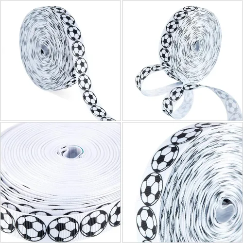 Vista 3 de Boao 1 cinta de fútbol de 25 yardas, diseño deportivo de grogrén, patrón de fútbol con cable para envoltura de paquetes de regalo, diseño floral