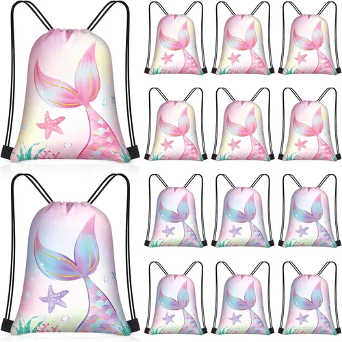 Vista 9 de Censen 24 piezas de bolsas con cordón, conjunto a granel, 12 x 10 pulgadas, bolsas de regalo con temática de princesa y príncipe, bolsas de regalo