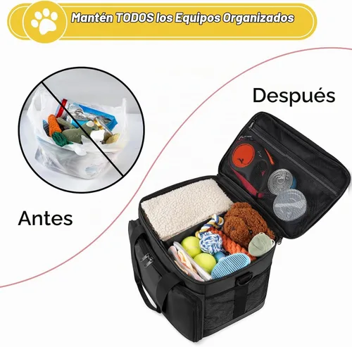 Vista 5 de Juego de 6 bolsas de viaje para perros, kit de viaje grande para Negro