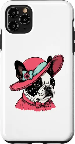 Vista 11 de Carcasa victoriana para iPhone 14 Boston Terrier English Lady Funny Dog