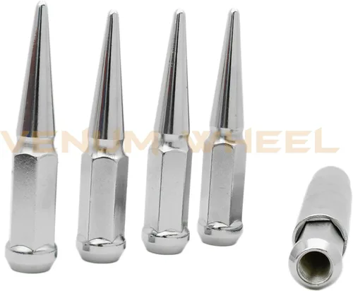 Vista 4 de Venum wheel accessories 20 tuercas cromadas Rosca de 1/2 a 20 4.5 pulgadas de alto + enchufe de llave Funciona con Chevrolet GMC C10 K10 1/2