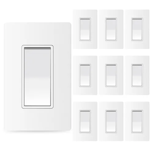 Vista 25 de ThunderWay - Interruptor de luz para decoración de 3 vías con placas de pared, 15 A 120/277 V, interruptores basculantes de pared Decora de tres