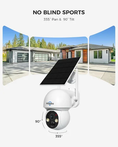 Vista 4 de Cámara solar Hiseeu,Cámaras de seguridad inalámbricas para el hogar de 4MP