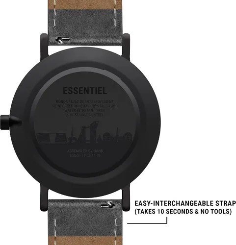 Vista 4 de Larsen & Eriksen Essentiel Reloj de pulsera analógico minimalista de cuarzo 1.378in Resistencia al agua 5 ATM Diseño danés Ensamblado a mano