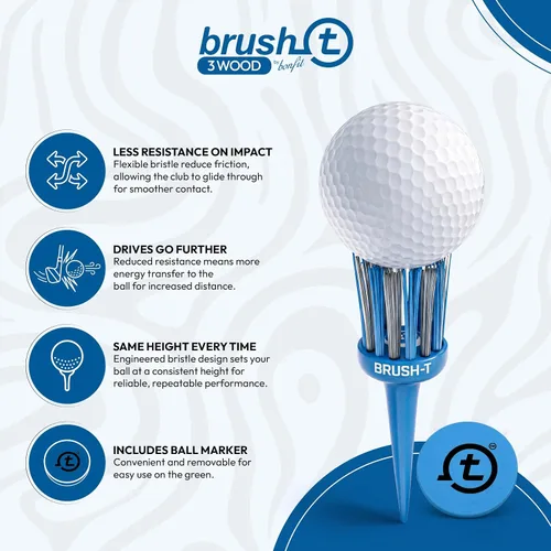 Vista 3 de BRUSH-T Premium Plastic Golf Tees, Unbreakable Innovative Design, Consistent Height, Perfect Golf Gift for Men and Women. Golfing Tees, Works with