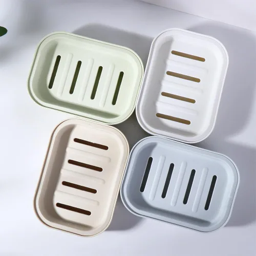 Vista 7 de 4 platos de drenaje de jabón de plástico, soporte de jabón de doble capa, caja de jabón de baño, contenedor de jabón, bandeja de esponja de cocina