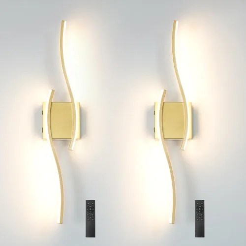 Vista 13 de Daunton Moderno juego de 2 apliques de pared cableados, luz LED negra con control remoto, luz de pared LED regulable RC para interiores, decoración