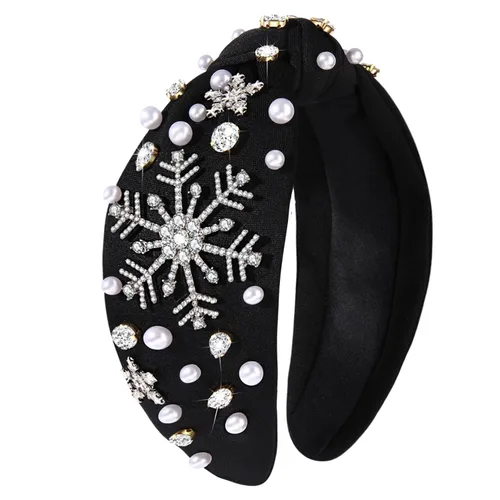 Vista 36 de Diadema de Navidad para mujer, accesorios de Navidad con cuentas, arco de Navidad, árbol, copo de nieve, diadema anudada HOHOHO, rojo y verde, perla