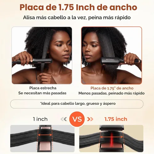 Vista 2 de HITTIONA Plancha de pelo de cerámica de 1.75 pulgadas de ancho para cabello