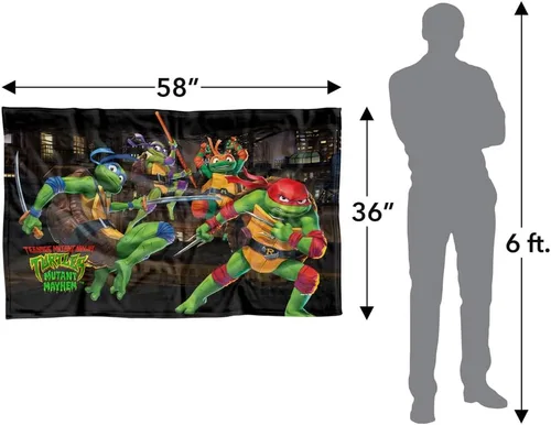 Vista 4 de LOGOVISION Teenage Mutant Ninja Turtles: Mutant Mayhem Blanket, 36"x58" Nightly Rooftop Escapade - Manta polar