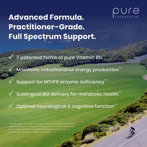 Vista 6 de Pure TheraPro BioActive Vegan Metilada Vitamina B12 Sublingual Líquida Metilcobalamina, Hidrocobalamina y Adenosilcobalamina 1,000 mcg por gota