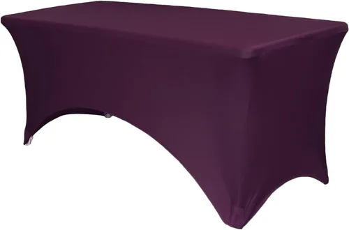 Vista 20 de YOUR CHAIR COVERS - Fundas rectangulares de elastano para mesas de 4 pies, manteles ajustados para eventos de boda, decoraciones de patio, tela Negro