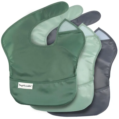 Vista 32 de Tiny Twinkle Baberos Antiderrame para Comer para Bebé Baberos Impermeables y Limpiables para Niños Pequeños con Bolsillo de Recolección Baberos