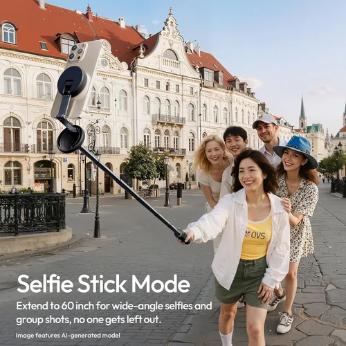 Vista 4 de ULANZI Trípode magnético para teléfono, MT85 Trípode de apertura automática con 4 patas mejoradas, soporte de teléfono extensible para selfie stick