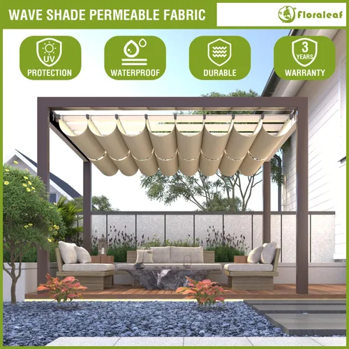 Vista 4 de Cubierta de Sombra para Pérgola de 3'×4' Impermeable Retráctil Toldo de Repuesto para Pérgola Vela de Sombra Deslizante con Herrajes de Cable