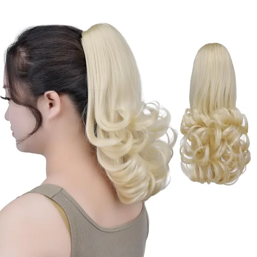Vista 52 de SYXLCYGG Auburn Clip Cola de caballo Clip Cola de caballo Extensión de cola de caballo ondulado 10 pulgadas 3.5 oz pelo sintético falso pieza