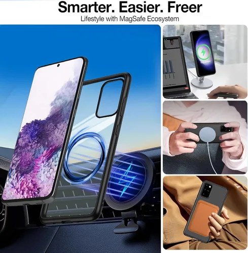 Vista 3 de Funda magnética para Samsung Galaxy Note 20 (6.7 pulgadas), compatible con MagSafe, parachoques de TPU suave + parte trasera transparente