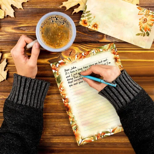 Vista 5 de Paper Master - Juego de 12 sobres de letras Flora, juegos de papel de papelería para impresora, con una variedad de diseños y relieve automático
