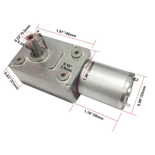 Vista 2 de BRINGSMART Motor de engranaje helicoidal de 12V 18rpm DC con transformador de voltaje de 12V 2A 26.5 lbs.cm de baja velocidad Mini Turbina Worm 12V