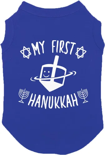 Vista 7 de My First Hanukkah - Camiseta para perro Menorah Dreidel (negro, XS)