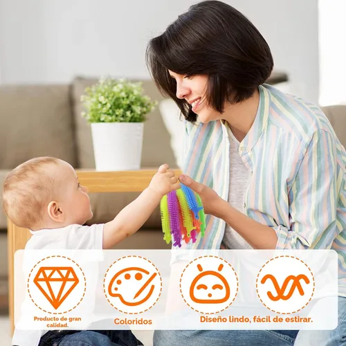 Vista 6 de 20 piezas de juguete antiestrés elástico, juguete de cuerdas elásticas coloridas para regalo del día del niño, para niños, adultos, niños, niñas