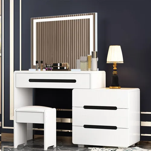 Vista 6 de HOMPEN Espejo de tocador con luces, espejo de maquillaje iluminado para mesa montado en la pared con luces, regulable, 3 modos, tiras de luz LED