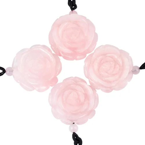 Vista 6 de Rockcloud - Collar con colgante de piedra de cristal natural en forma de flor, tallado a mano, para mujer