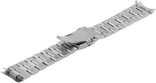 Vista 6 de Juntan Correa de reloj de acero inoxidable curvada con extremo sólido cónico de 0.787in y 0.866in, correa de reloj de metal con hebilla doble