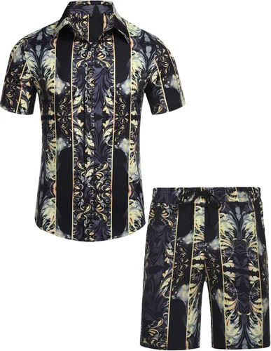 Vista 2 de Daupanzees - Camisa hawaiana de manga corta con botones para hombre