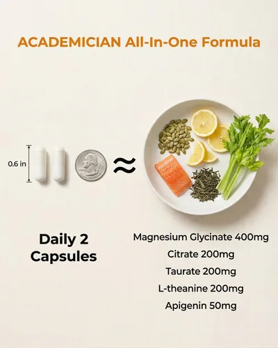 Vista 5 de Cápsulas de citrato de magnesio L Suplemento de teanina 200 mg de glicinato de magnesio Taurato 400 mg Suplemento de apigenina Citrato de L-teanina