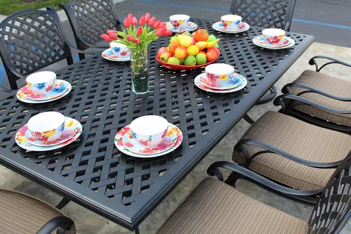 Vista 2 de Nassau - Juego de comedor de 9 piezas con mesa rectangular de 46 x 86 pulgadas