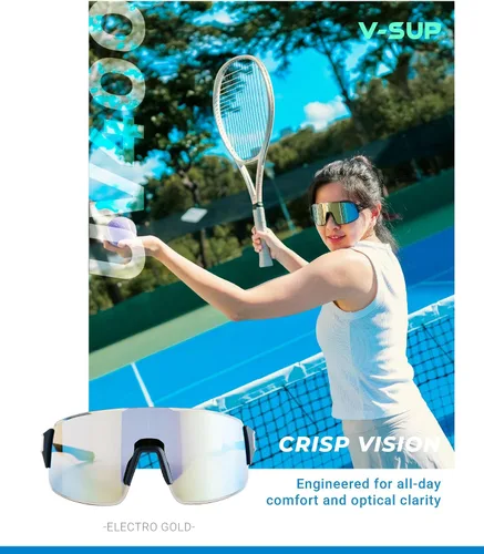 Vista 2 de V-SUP TR90 - Gafas de sol de ciclismo con protección UV400, ajustables y ultraligeras con estuche para correr y uso al aire libre