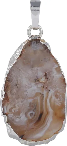 Vista 2 de SUNYIK Irregualr - Collar con colgante de ágata natural de cuarzo y geoda para mujer, cristal curativo, Piedra Metal