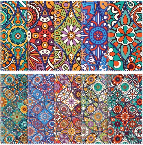 Vista 12 de Sinmoe 20 piezas de paño de limpieza de microfibra para gafas Diseño bohemio abstracto lindo Paño de microfibra suave multicolor Limpiador de gafas
