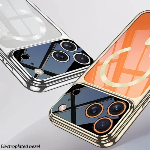 Vista 6 de Funda magnética para iPhone 17 Pro Max /17 Pro/Air/17, cubierta trasera de disipación de calor transparente ultra delgada, bisel galvanizado Plateado