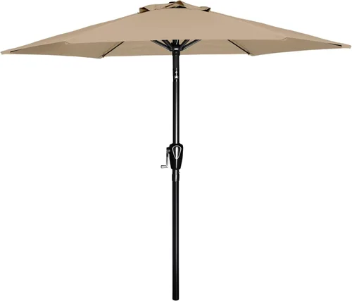 Vista 13 de YSSOA Sombrilla de patio de 7.5 pies con 6 varillas resistentes, color beige