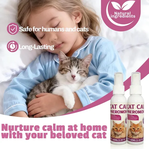 Vista 4 de Aerosol de feromonas calmante para gatos, aerosol de feromonas calmantes para gatos, solución antiansiedad para mascotas que reduce arañazos, orina