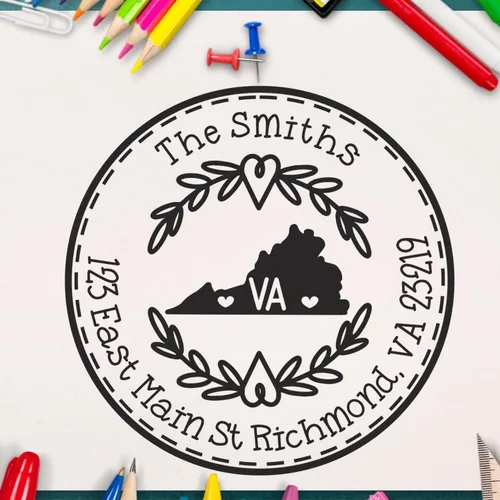 Vista 277 de Alabama State Wreath - Sello de sello de dirección personalizado para invitaciones de fiesta, tarjetas de vacaciones y decoración del hogar Sello