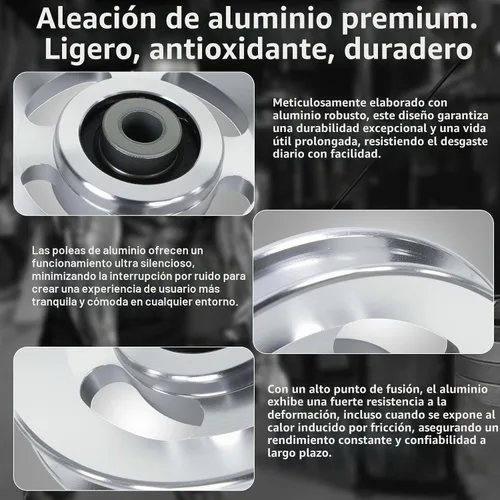 Vista 3 de BESTEEL 6 ruedas universales de polea de aluminio de 3.543 in para equipos de gimnasio, pieza de repuesto de máquina de cable silenciosa