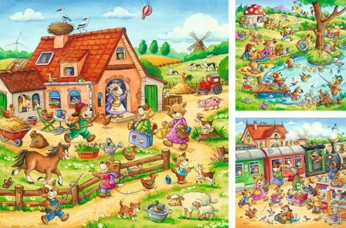 Vista 2 de RAVENSBURGER Rompecabezas 05249 Ravensburger, Vacaciones en el país, 3 x 49 piezas, rompecabezas para niños a partir de 5 años